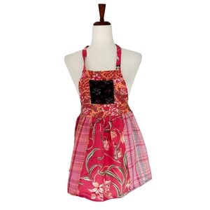 April Cornell Girls Kids Youth‎ Apron Colorful Cottagecore Floral Plaid Cotton